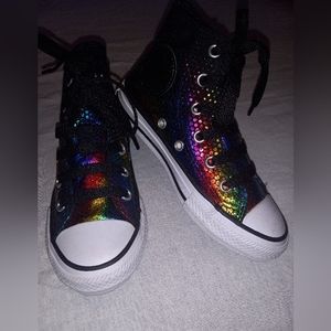 Converse Kids Rainbow High Top Metalic Size 11 Like New Condition